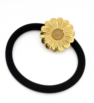 Élastique à Cheveux Fleur Dorée Élégante