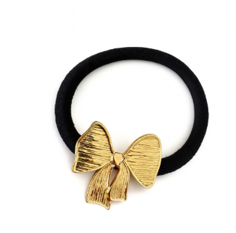 Élastique à Cheveux Nœud Papillon Doré Chic