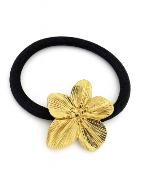 Élastique à Cheveux Fleur Tropicale Dorée