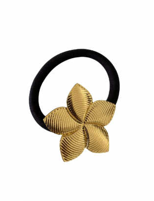 Élastique à Cheveux Trèfle Doré Martelée