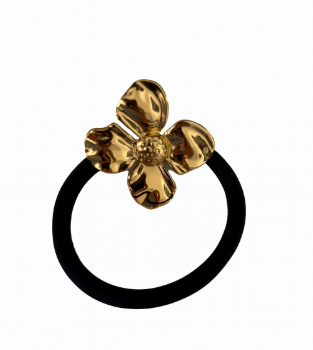 Élastique à Cheveux Fleur Dorée Sculptée